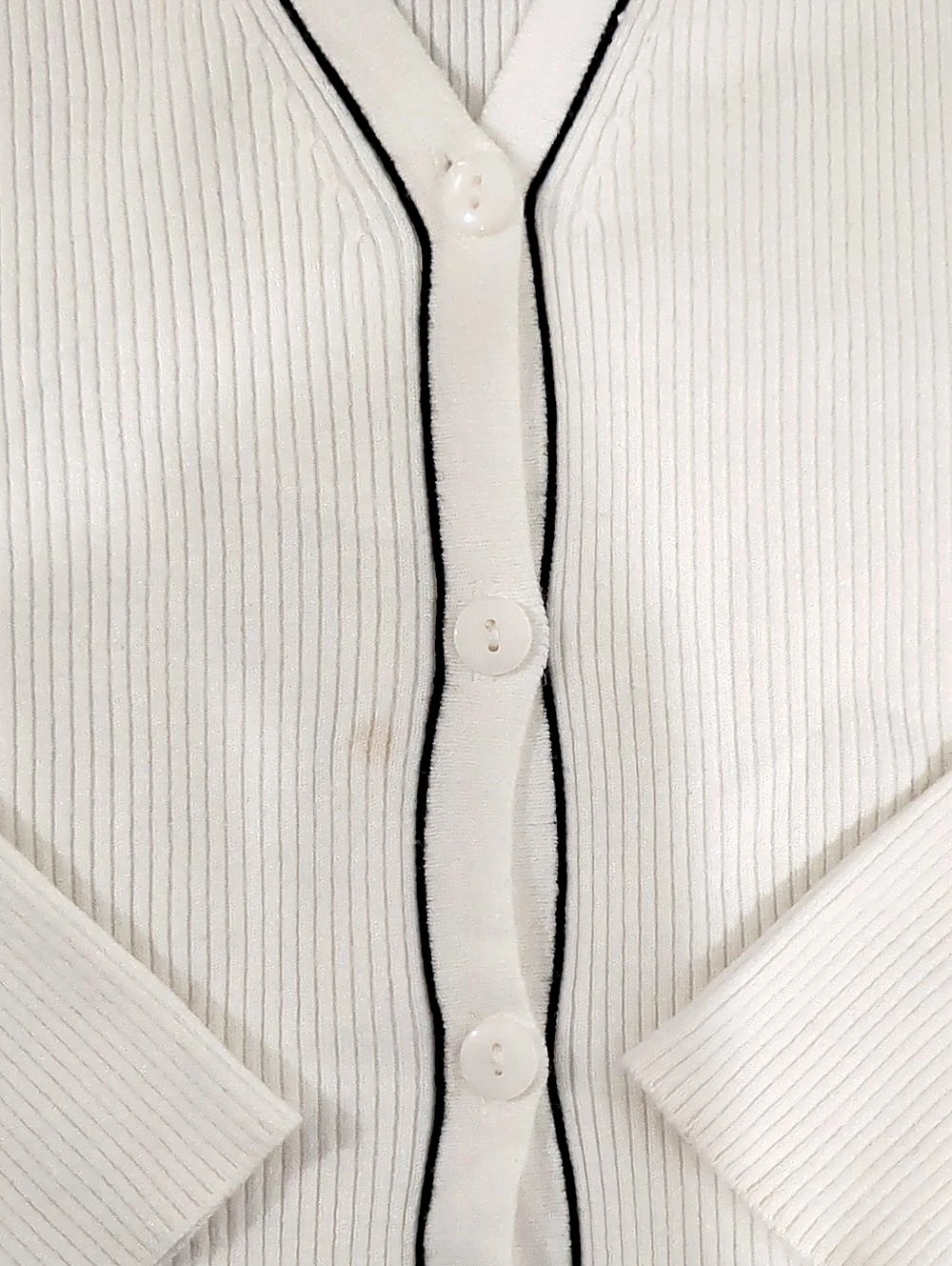 MNG Ribbed Button-Front Cardigan in White Size Small - Picture 3 of 4